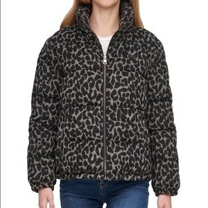 Levi's Black and Gray Leopard Puffer Jacket
